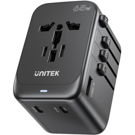 Unitek P1122ABK01 Ładowarka podróżna EU/US/UK/AUS PD 65 W