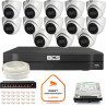 Zestaw monitoringu IP BCS Line 13x Kamera BCS-L-EIP14FSR3-AI1 Rejestrator z dyskiem 1TB
