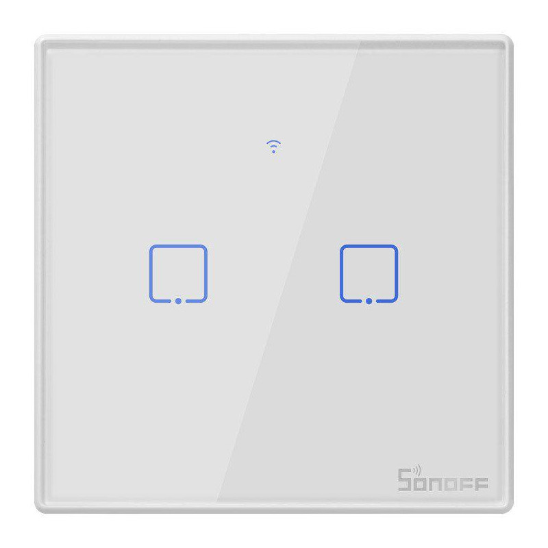 Dotykowy włącznik światła Sonoff WiFi + RF 433 T2 EU TX (2-kanałowy)