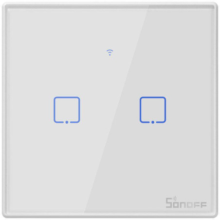 Dotykowy włącznik światła Sonoff WiFi + RF 433 T2 EU TX (2-kanałowy)