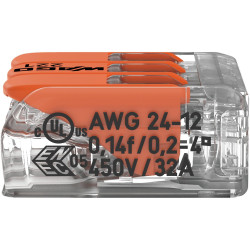 Szybkozłączka uniwersalna LINKA/DRUT 3x 0,2-4mm2 WAGO 221-413 (1szt.)