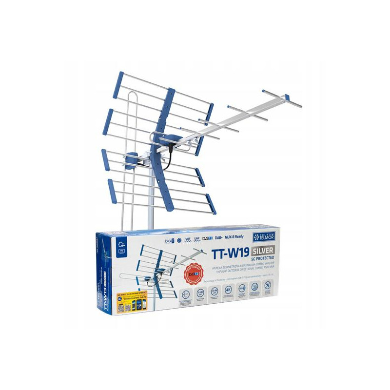 Antena DVB-T2 Telmor TT W19 SILVER COMBO 5G Protected