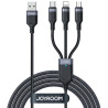 Kabel 3w1 USB-A / USB-C micro-USB Lightning Joyroom S-1T3018A18 30cm 3.5A w oplocie czarny