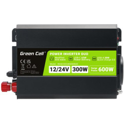 PRZETWORNICA NAPIĘCIA INVERTER Green Cell DUO 12/24V - 230V 300W/600W MODYFIKOWANA SINUSOIDA