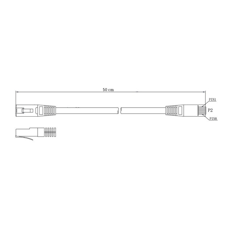 PATCHCORD U/UTP KAT.6 0,5m SZARY
