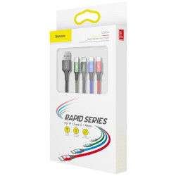 KABEL 4w1 USB-A / Lighting iPhone 2x USB-C micro-USB Baseus Cafule CA1T4-B01 1.2m 3.5A W OPLOCIE
