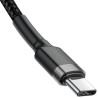 KABEL USB-C / USB-C Baseus Cafule CATKLF-HG1 200cm 60W 3A PD 2.0 QC 3.0 CZARNO-SZARY W OPLOCIE