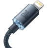 KABEL USB-C / Lightning iPhone Baseus Crystal CAJY000301 2m 20W PD QC CZARNY W OPLOCIE PREMIUM