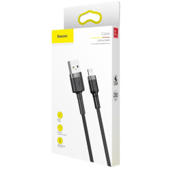 KABEL USB-A / Lightning iPhone Baseus Cafule CALKLF-CG1 200cm Apple 1.5A CZARNO-SZARY W OPLOCIE