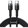 KABEL USB-C / USB-C Baseus Cafule CATKLF-ALG1 200cm 100W 5A PD 2.0 QC 3.0 CZARNO-SZARY W OPLOCIE