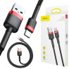KABEL USB-A / USB-C Baseus Cafule CATKLF-B91 100cm 3A QC 3.0 CZARNO-CZERWONY W OPLOCIE