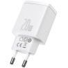 ŁADOWARKA SIECIOWA Baseus Compact Quick Charger CCXJ-B02 20W 1x USB-A 1x USB-C PD 3.0 QC 3.0 BIAŁA