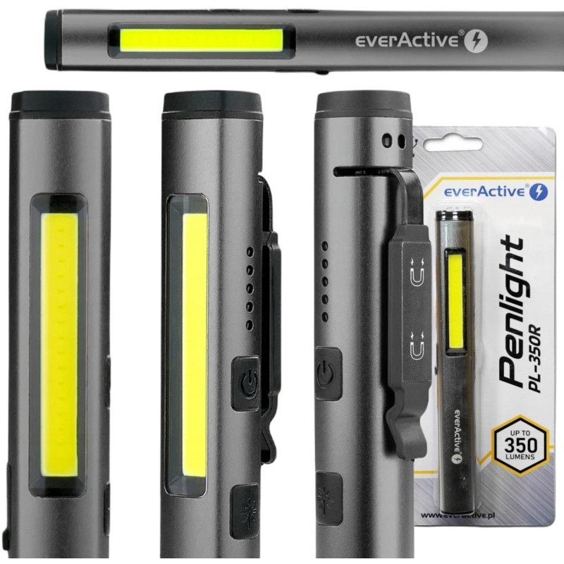 Latarka warsztatowa inspekcyjna COB LED UV Laser everActive PL-350R 350 lumenów IP54 z magnesem
