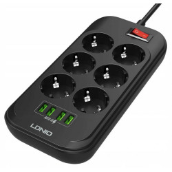 Listwa zasilająca LDNIO SE6403 6 Gniazd + 4x USB Przedłużacz