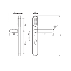 Klamka elektroniczna WFE L701 z klawiaturą 72mm INOX