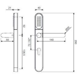 Klamka elektroniczna WFE L701 z klawiaturą 92mm INOX