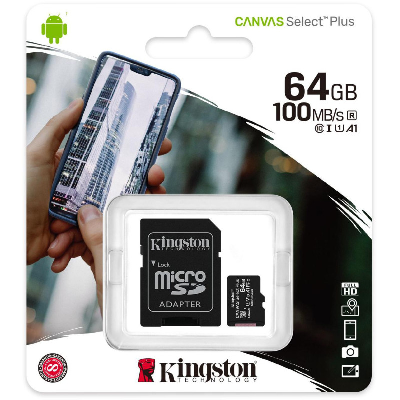 Karta pamięci microSD  Kingston Canvas Select Plus microSDHC C10 UHS-I 64GB
