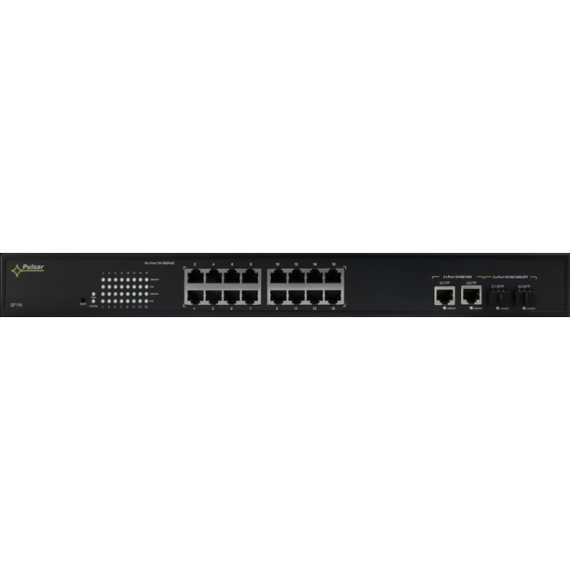 SWITCH POE PULSAR SF116 16-PORTÓW (16xPoE + 2xUPLINK/2xSFP UPLINK)