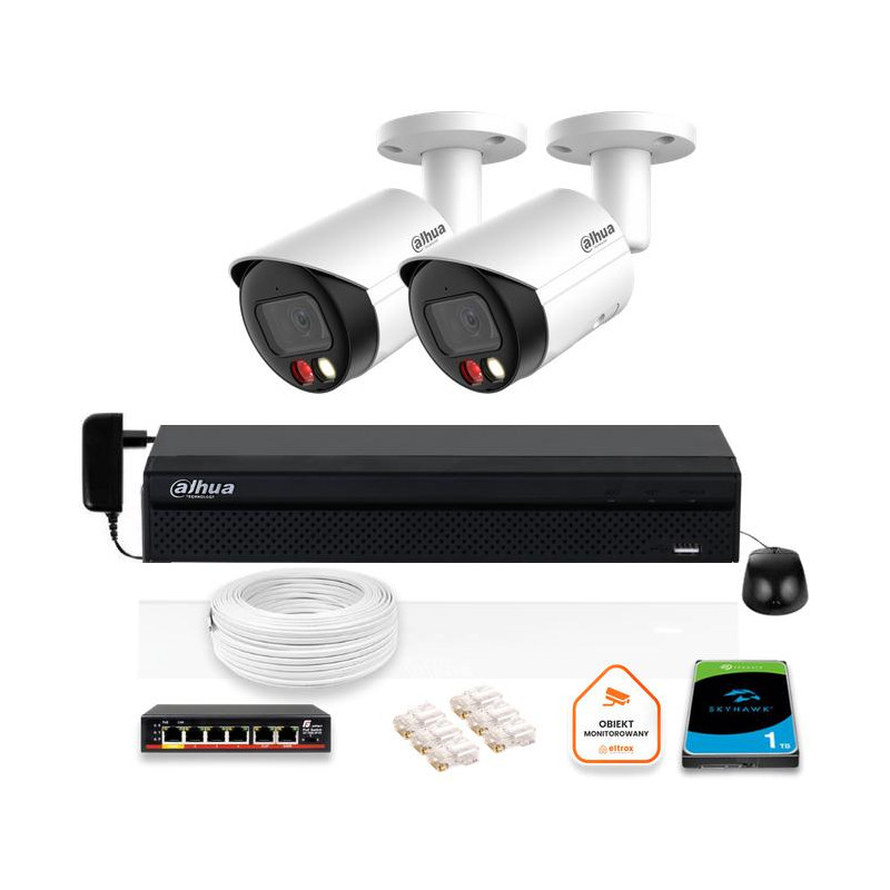 Zestaw monitoringu IP DAHUA 2x kamera IPC-HFW2849S-S-IL-0280B 8MPX