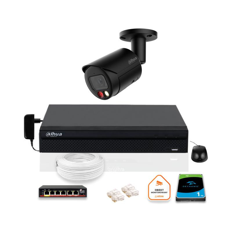 Zestaw monitoringu IP DAHUA kamera IPC-HFW2849S-S-IL-0280B-BLACK 8MPX