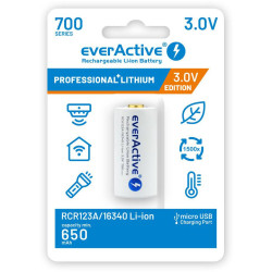 Akumulatorek 16340 / R-CR123 3V everActive 700mAh (1 szt.) z zabezpieczeniem