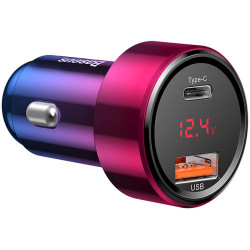 Ładowarka samochodowa Baseus Magic Series PPS USB-C/USB-A 45W różowo-niebieska