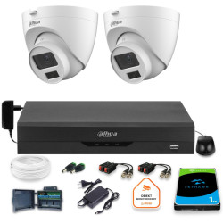 Zestaw monitoringu Dahua 2x kamera kopułkowa HAC-HDW1500CLQ-IL-A-0280B-S2 1TB IR 20m 5mp