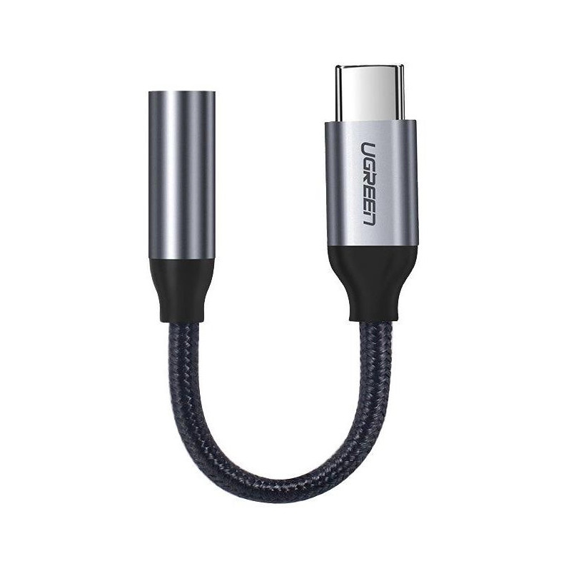 Ugreen przejściówka do słuchawek z 3,5 mm mini jack na USB Typ C 10 cm szary