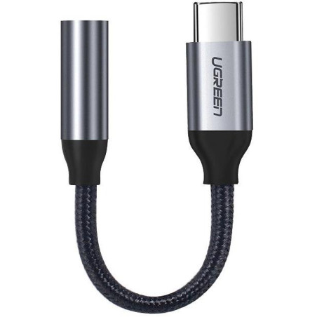 Ugreen przejściówka do słuchawek z 3,5 mm mini jack na USB Typ C 10 cm szary