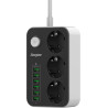 LISTWA ZASILAJĄCA Z WYŁĄCZNIKIEM Energizer 3x SCHUKO 6x USB-A 2500W 10A KABEL 2M
