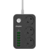 LISTWA ZASILAJĄCA Z WYŁĄCZNIKIEM Energizer 3x SCHUKO 6x USB-A 2500W 10A KABEL 2M