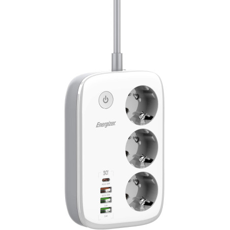 LISTWA ZASILAJĄCA SMART Energizer Z Wi-Fi I APP 3x SCHUKO 3x USB-A 1x USB-C 2500W 10A KABEL 2M