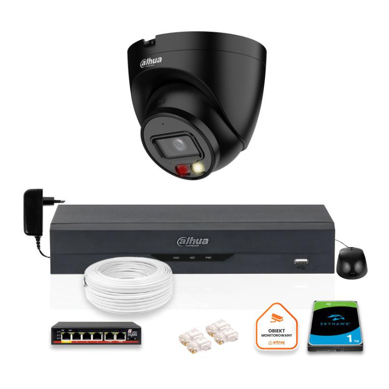 ZESTAW Kamera IP Dahua 4mpx IPC-HDW1439V-A-IL-BLACK + DYSK 1TB