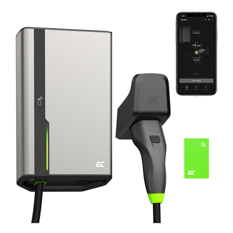 ŁADOWARKA EV Wallbox Green Cell HabuDen EVGC021B2275 22kW TYPE 2 7,5M GC App NFC BT Wi-Fi
