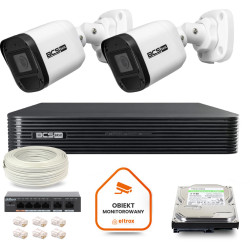 Zestaw monitoringu IP BCS Basic 2x Kamera BCS-B-TIP15FR3(2.0) Rejestrator z dyskiem 1TB