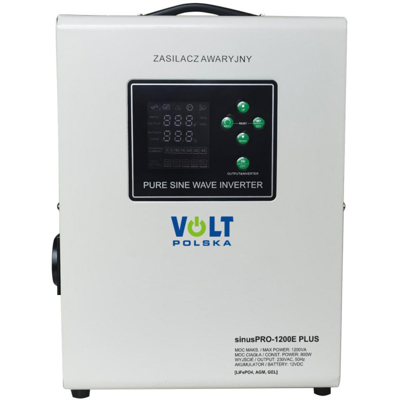 Przetwornica VOLT POLSKA SINUSPRO 1200E PLUS 12V 800/1200W LiFePO4, MENU