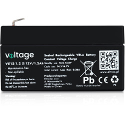 Akumulator AGM Voltage 12V 1,2Ah VE12-1.2 (Żywotność 6-9 lat)