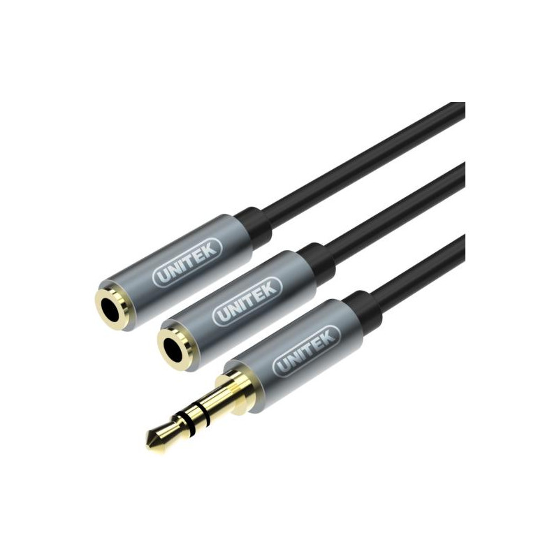 Przejściówka Unitek Y-C956ABK miniJack 3,5mm (M) - 2x 3,5mm (F)