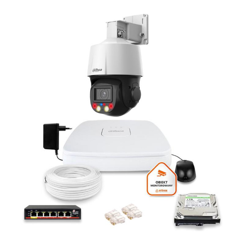 Zestaw monitoringu iP Dahua kamera obrotowa 4MPx dysk 1TB