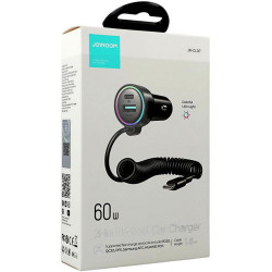 Ładowarka samochodowa 3w1 Joyroom JR-CL07 60W 4.0A PD 3.0 QC 3.0 1x USB-A 1x USB-C z kablem 1.6M