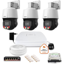 Zestaw monitoringu IP Dahua 3 kamery obrotowe 4MPx dysk 1TB