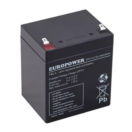 Akumulator AGM EUROPOWER serii EP 12V 5Ah T1 (Żywotność 6-9 lat)