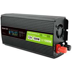 PRZETWORNICA NAPIĘCIA Green Cell PowerInverter LCD 12V / 230V 500W/1000W CZYSTA SINUSOIDA
