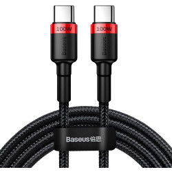KABEL USB-C / USB-C Baseus Cafule CATKLF-AL91 200cm 100W 5A PD 2.0 QC 3.0 CZARNY W OPLOCIE