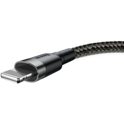 KABEL USB-A / Lightning iPhone Baseus Cafule CALKLF-AG1 50cm Apple 2.4A CZARNO-SZARY W OPLOCIE