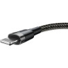 KABEL USB-A / Lightning iPhone Baseus Cafule CALKLF-AG1 50cm Apple 2.4A CZARNO-SZARY W OPLOCIE