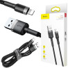 KABEL USB-A / Lightning iPhone Baseus Cafule CALKLF-AG1 50cm Apple 2.4A CZARNO-SZARY W OPLOCIE