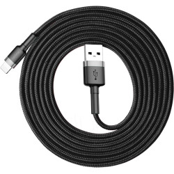 KABEL USB-A / Lightning iPhone Baseus Cafule CALKLF-CG1 200cm Apple 1.5A CZARNO-SZARY W OPLOCIE