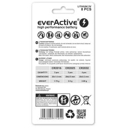 Zestaw 8 baterii 3,0V 4x CR2032 2x CR2025 2x CR2016 everActive