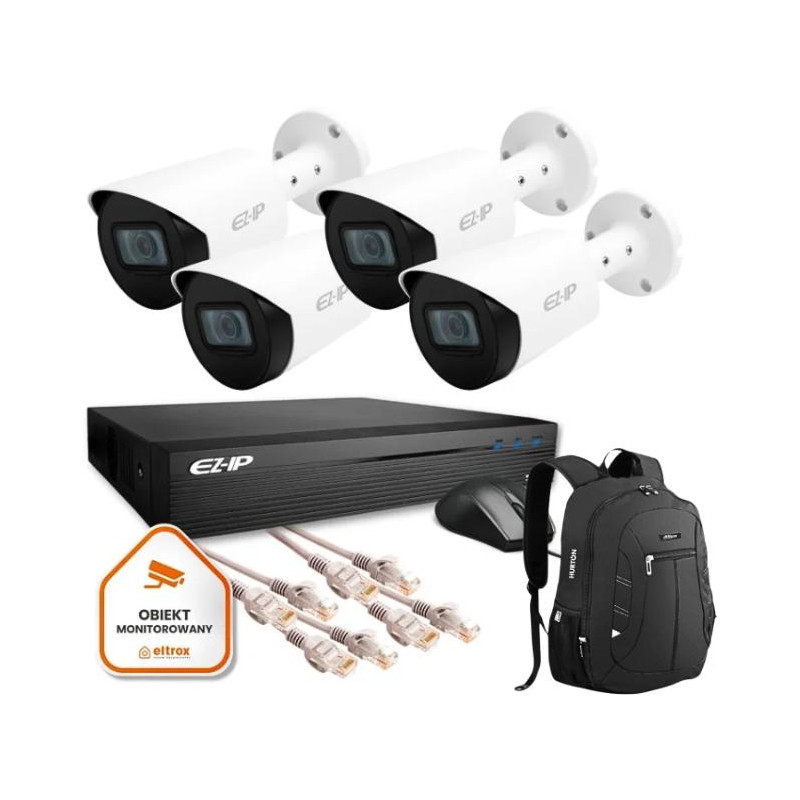 Zestaw monitoringu 4 kamer tubowych IP EZ-IP by Dahua niezawodna ochrona 2K